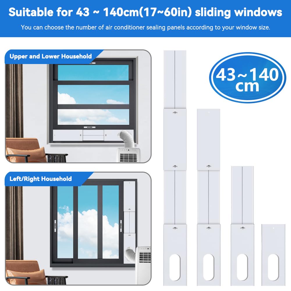 4 Piezas Kit de Ventilación de Ventana, Kit de Ventana Aire Acondicionado Portátil para diámetro 13/15cm, Aire Acondicionado Ventanas kit, Kit de Placa de Ventana de Aire Acondicionado Móvil