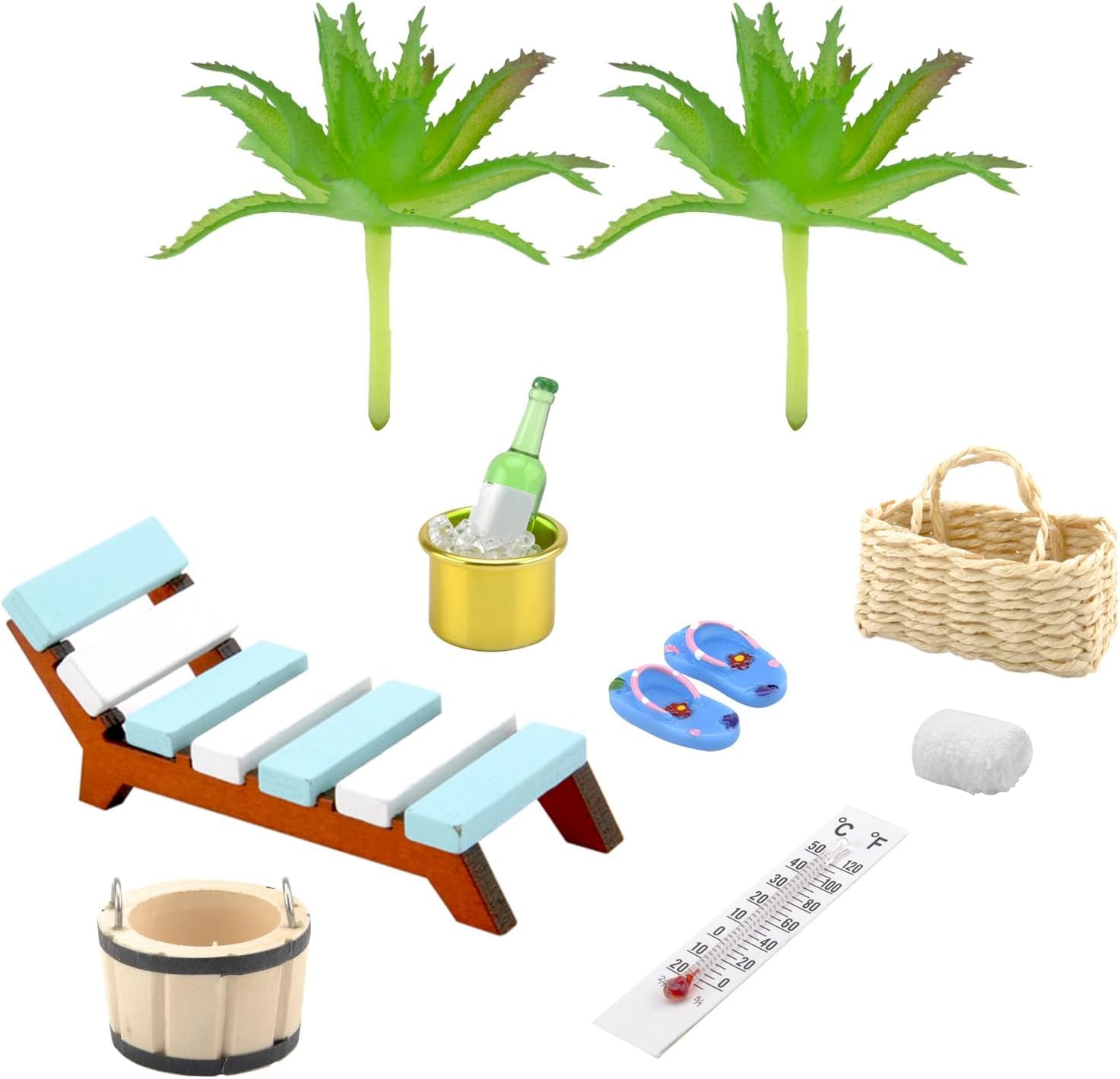 14-delige miniatuur sauna-accessoireset, wellnesspakket, mini-accessoires voor strand en tuin voor doe-het-zelf decoratie