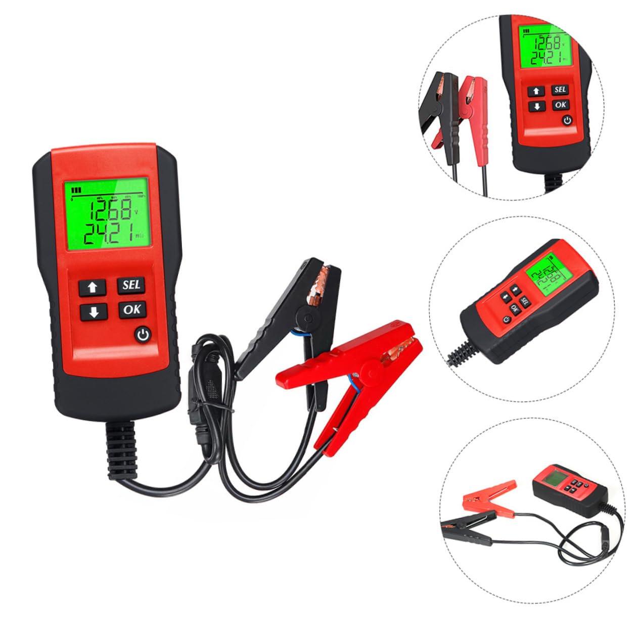 VICASKY Tester per Batterie Auto 12v Risposta Rapida e Test Continuo, Strumento Diagnostico Compatto in Abs e Rame per Analisi Affidabile della Batteria