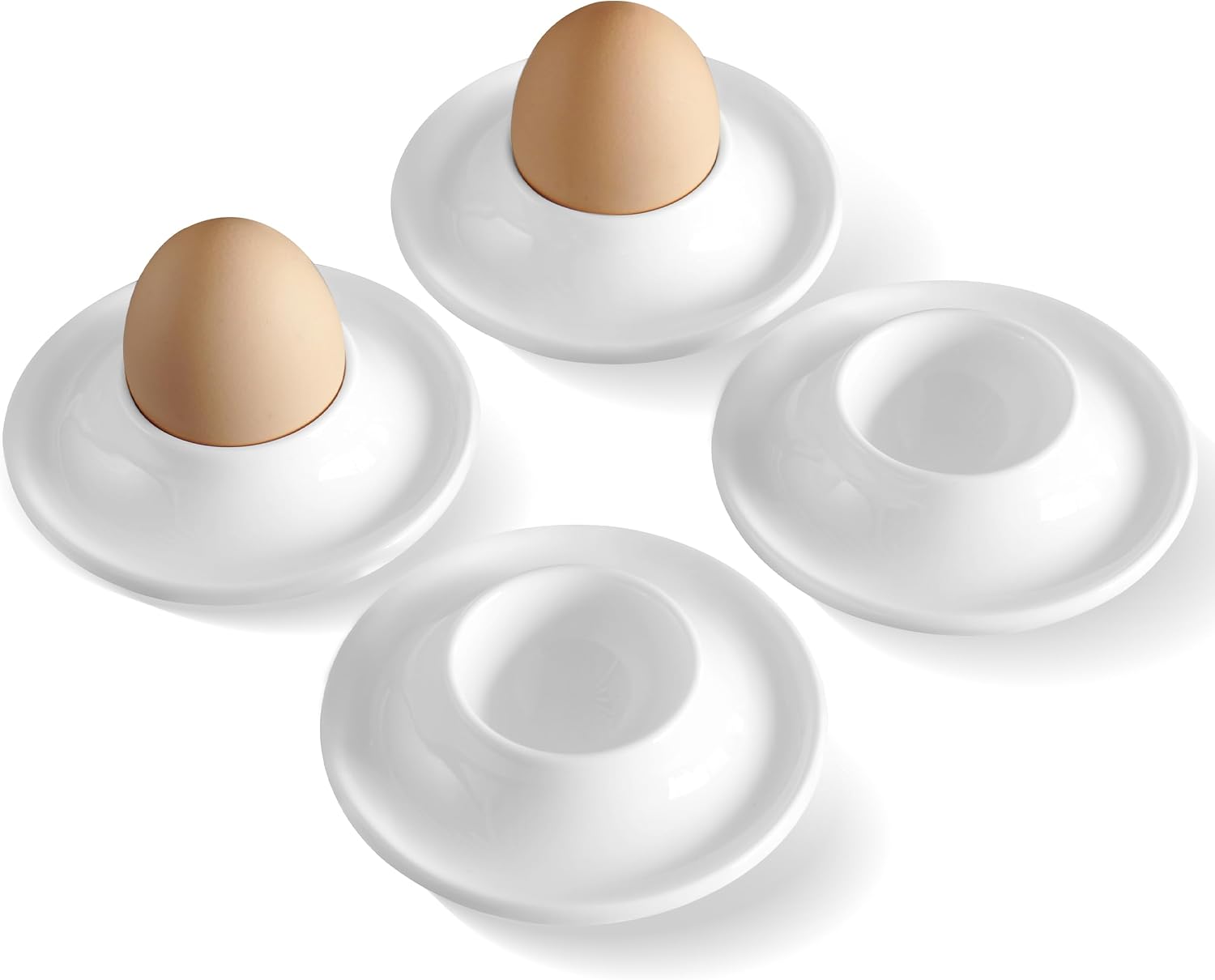 Cinf Ceramic Egg Cups, Gift Set of 4, Boiled Egg Holders for Breakfast