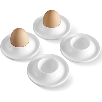Cinf Set of 4 Porcelain Egg Cup Easter Gifts Egg Stender for Every Breakfast Table Hard and Soft Cooked Eggs Egg Holder White Easter Gift
