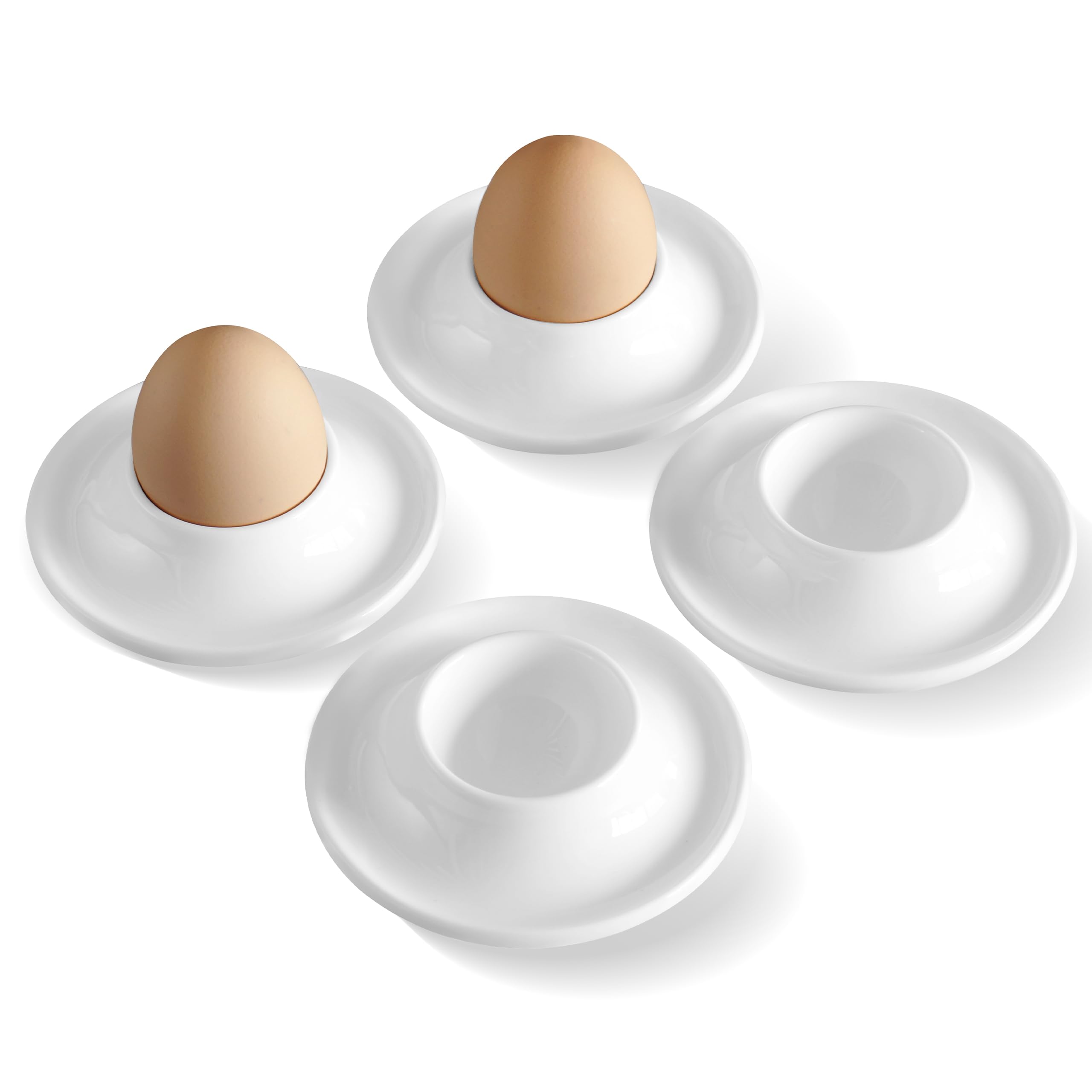 Cinf Ceramic Egg Cups, Gift Set of 4, Boiled Egg Holders for Breakfast