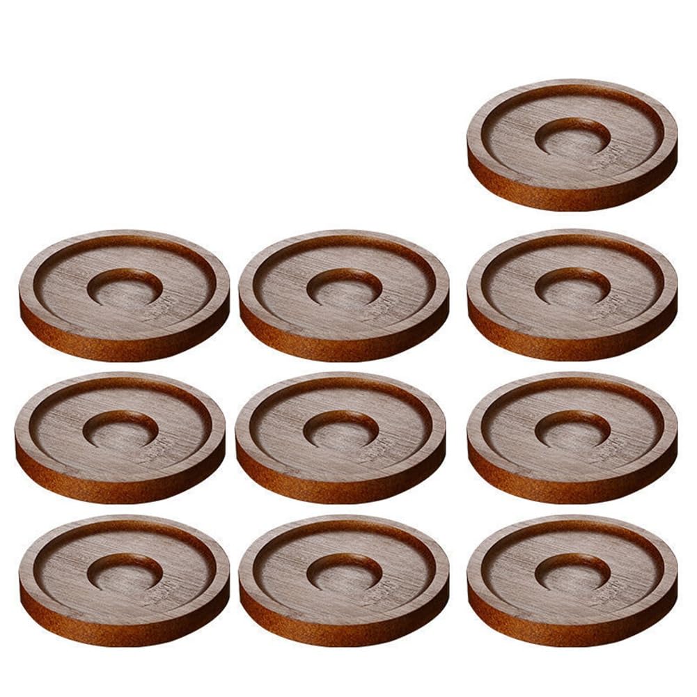 Asyduey 10PCS Wine Cups Table Coasters Wine Glasses Rotation Glass Cup Mat Wine Coaster Teacup Mat Cup Pad Walnut