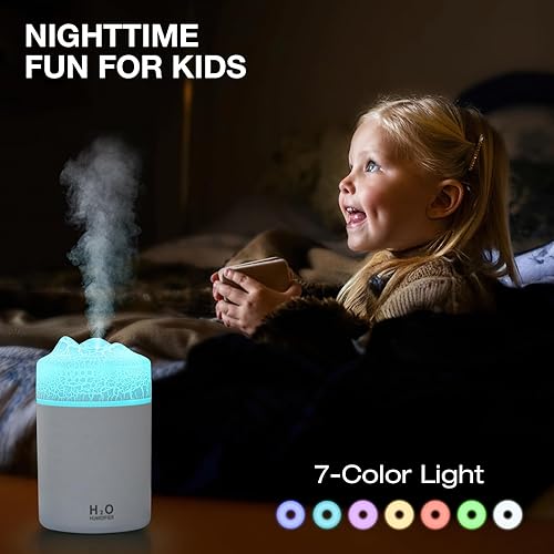 Miniatura 6 de Mini humidificador blanco, humidificador pequeño de niebla fría de 10.1 fl oz, humidificadores de escritorio personales alimentados por USB para