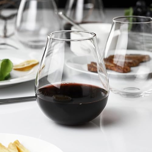 Miniatura 4 de LUXU Copas de vino (22 onzas líquidas) sin tallo, juego de 2 copas de vino rojo y blanco de cristal de lujo, sopladas a mano, copa de diseño del