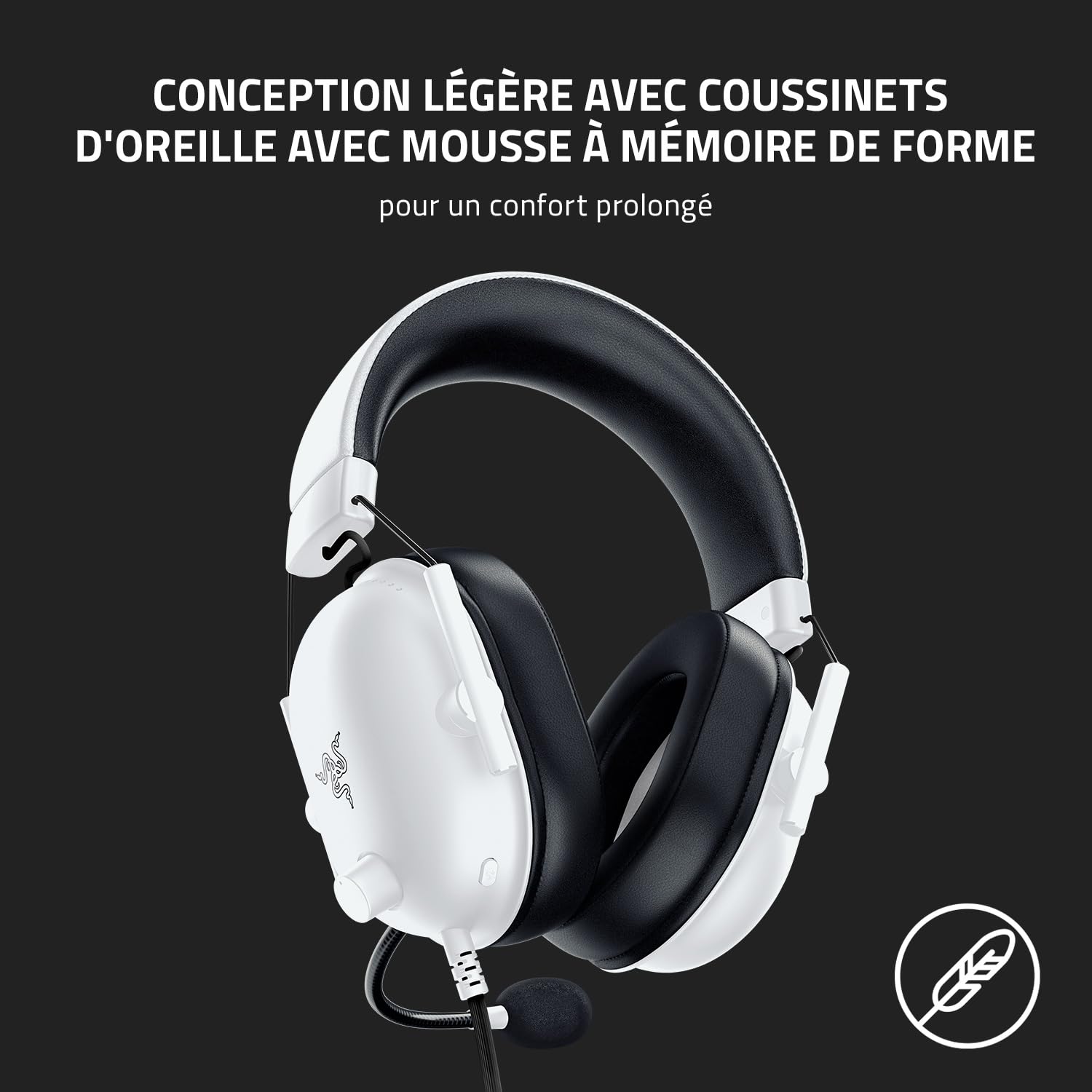 Razer BlackShark V2 X - Casque Gaming Esports Multiplateforme (Haut-parleurs Triforce de 50mm, Annulation Passive du Bruit Avancée, Son 7.1 Surround, Microphone Cardioïde) Blanc