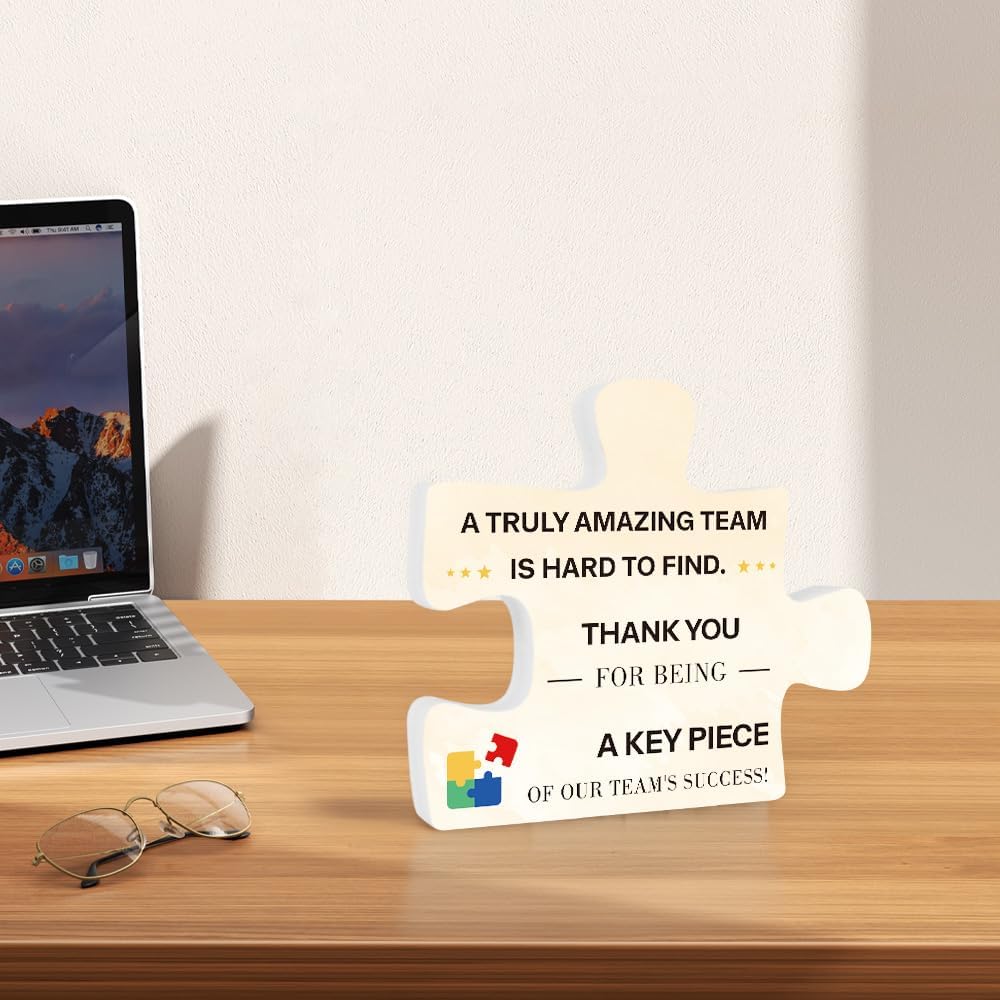 Employee Gifts from Boss Employee Appreciation Gifts for Men Women Work Gift for Employees Wood Puzzle Piece Plaque Inspirational Gift for Work Team Office Table Decor Sign Stocking Stuffers - Image 5
