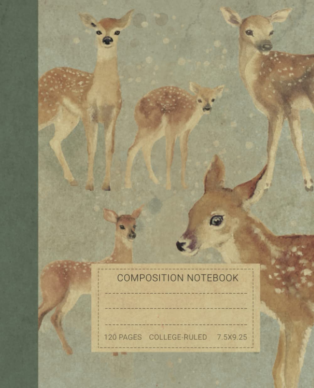 Composition Notebook: Beautiful Vintage Deers Illustration Book For Notes. Perfect Gift For Animals and Nature Lovers