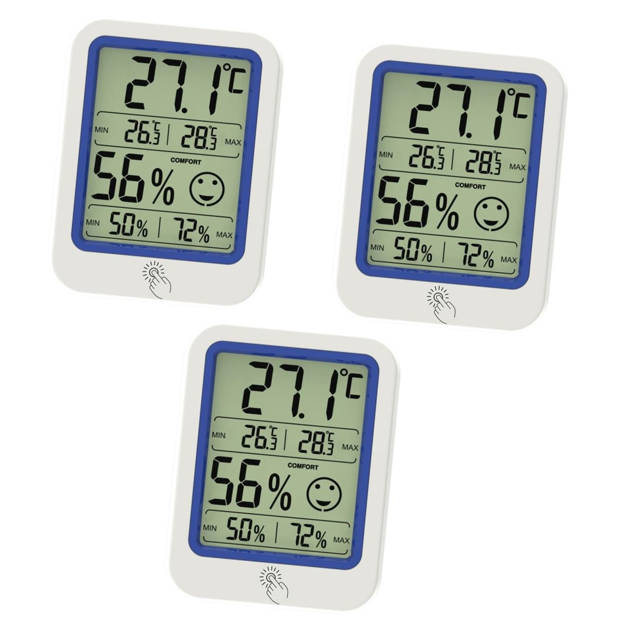 UPKOCH Lot De 3 Thermomètres Hygromètres Numériques Pour La Maison Thermomètre D'Intérieur Hygromètre D'Intérieur Mini Hygromètre Thermomètre Température En Plastique