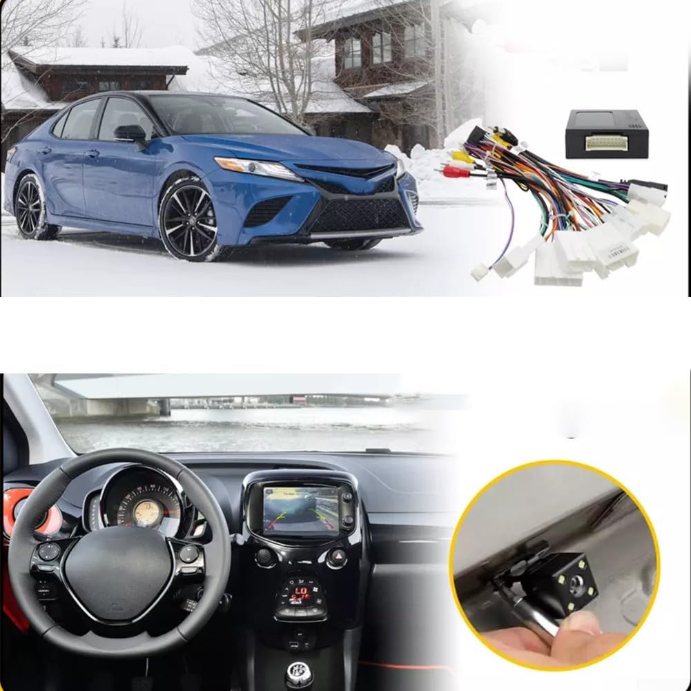 Arnés de cableado de navegación para Toyota All Series con caja de protocolo Canbus y adaptador de línea trasera, soporta integración de pantalla grande, cobre puro y plástico C