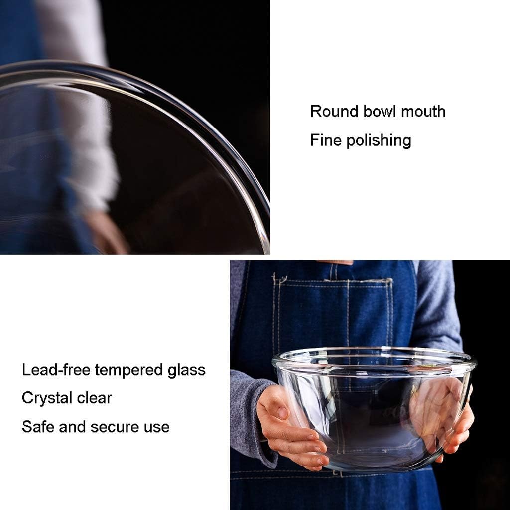 Sauce Plates/Sauce Dish Glass Food Prep and Mixing Bowls Transparent Fruit Salad Bowl 1.3 Quart /3.7 Quart Seasoning Dish,1.2L