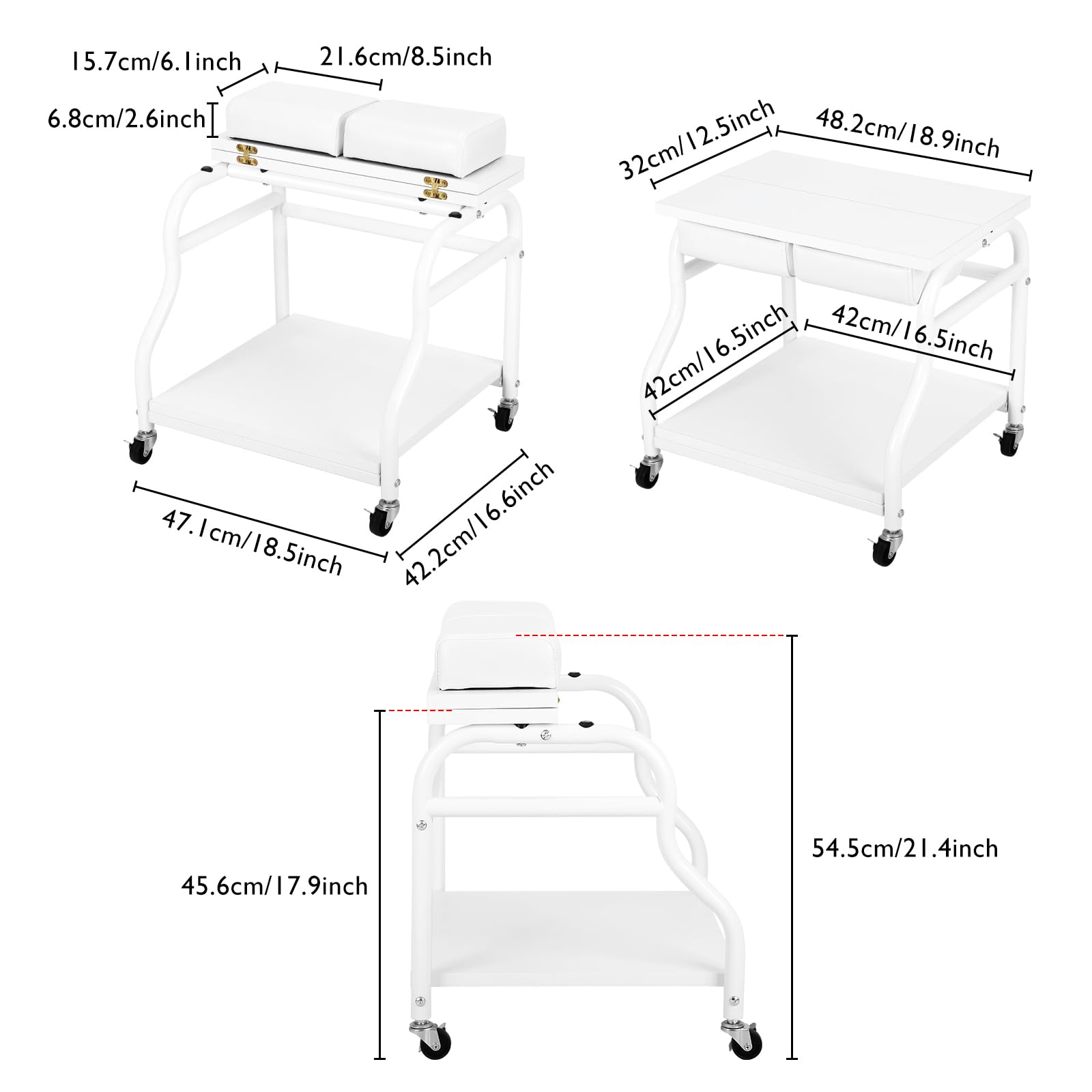 Pedicure, poggiapiedi con ruote, poggiapiedi per manicure, poggiapiedi portatile, sgabello per pedicure, per salone di bellezza o nail tech, stazione di massaggio ai piedi