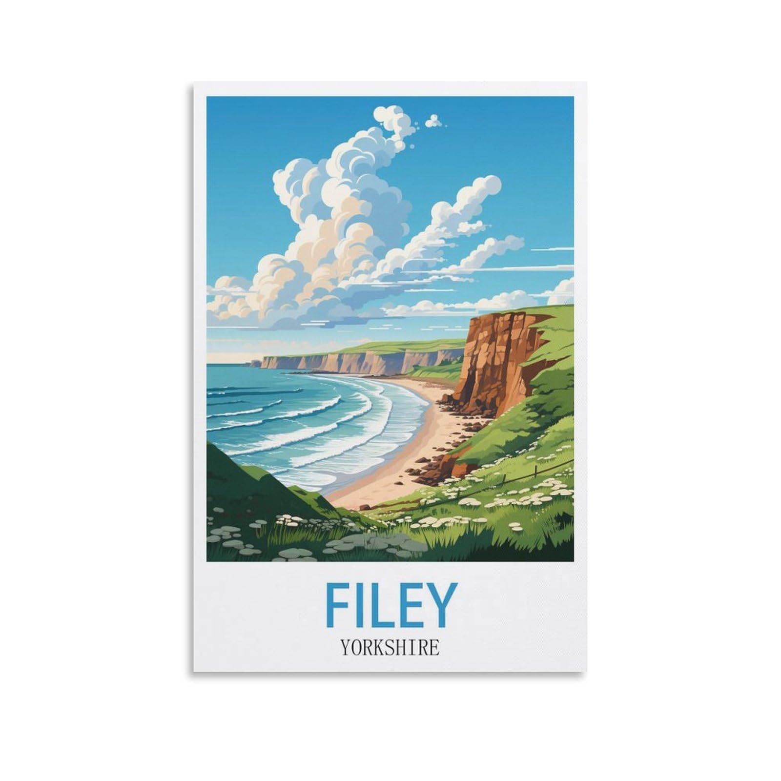 EZMLFA 5D Diamond Painting Kits,Filey Yorkshire,Diamond Painting Kits for Beginners Round Full Drill Painting with Diamonds Gem Art for Home Wall Decor 50x60cm
