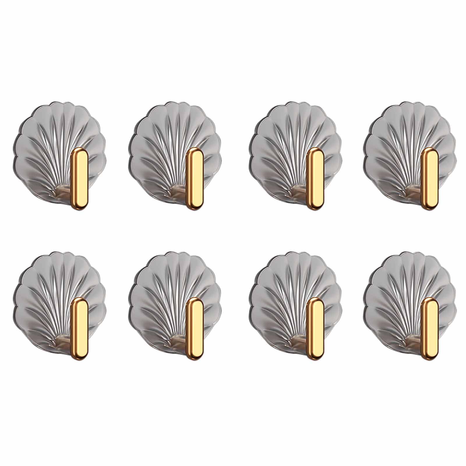 Ganchos adhesivos de pared, paquete de 8 ganchos de pared para baño o cocina, ganchos decorativos de pared para colgar, ganchos autoadhesivos sin perforación, forma de carcasa impermeable, 8 unidades