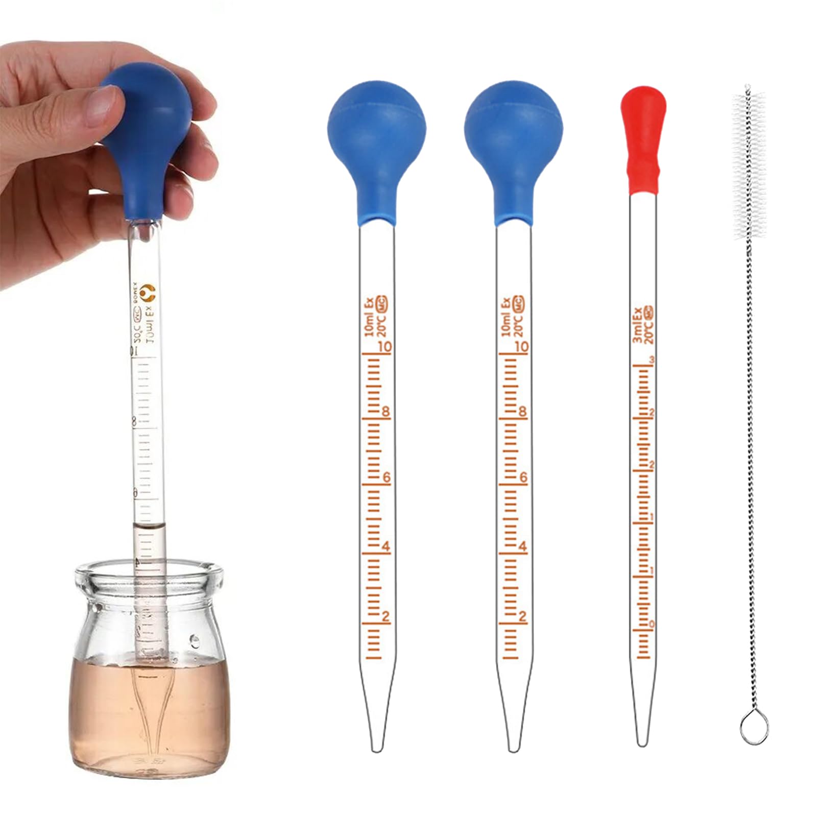 Pipette In Vetro Graduate - Set 4 Pezzi Con Spazzola Per Laboratorio, Scuola E Hobby - Foto 5