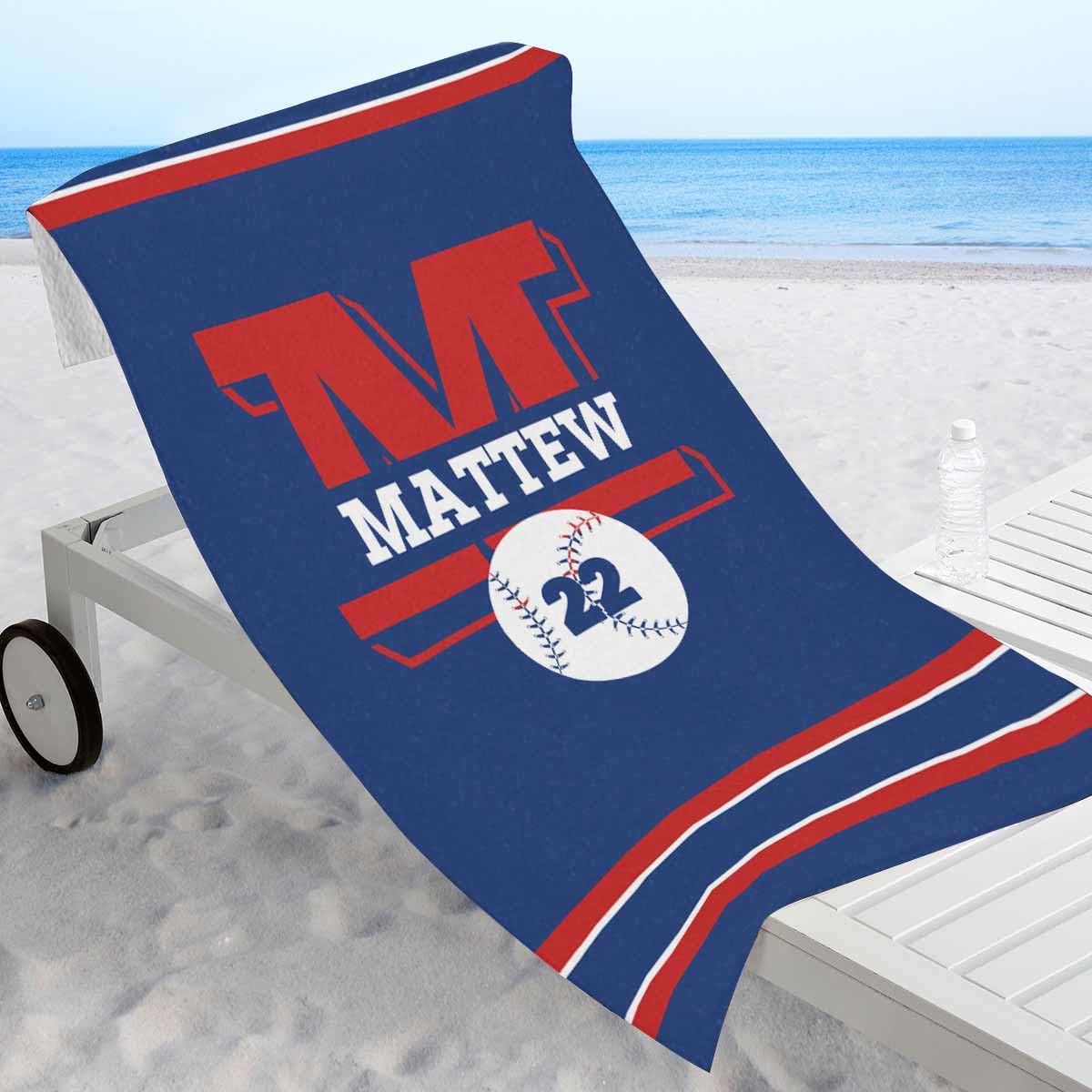 Personalized Baseball Beach Towel With Name - 30x56 Inch Microfiber Quick Dry Towel For Kids & Adults - View #11