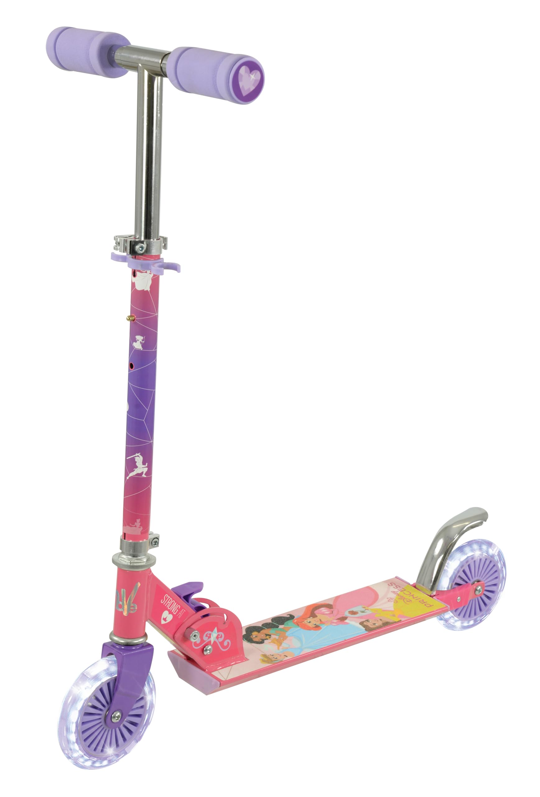 Disney Princess Kids Scooter for Girls and Boys - Folding Inline - For Boys and Girls - Adjustable Light Up Scooter - Wheels Light Up - 58x30x80cm