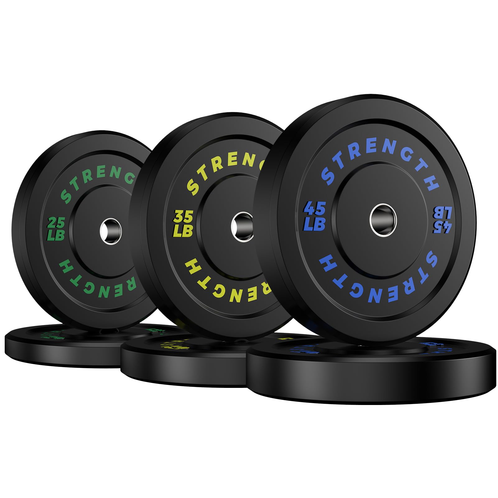 Olympic Rubber Bumper Weight Set - 2 Inch Barbell Plates for Home Gym Strength Training