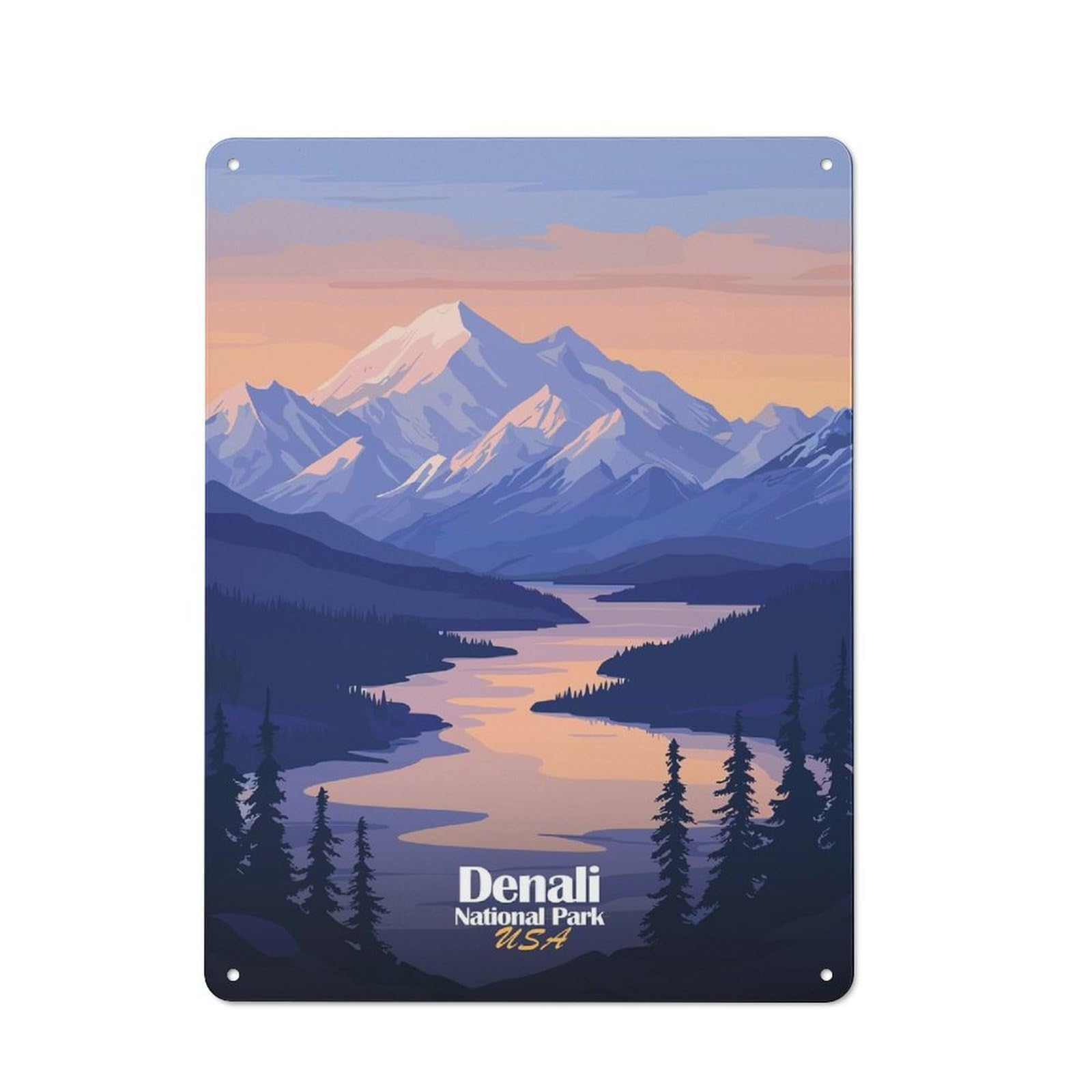 Junmoney Style-9 Denali National Park Poster Rustic Metal Sign 40X30cm For Café Or Home Bar, Suited To Home Bar Enthusiasts, For Retro Home Interiors