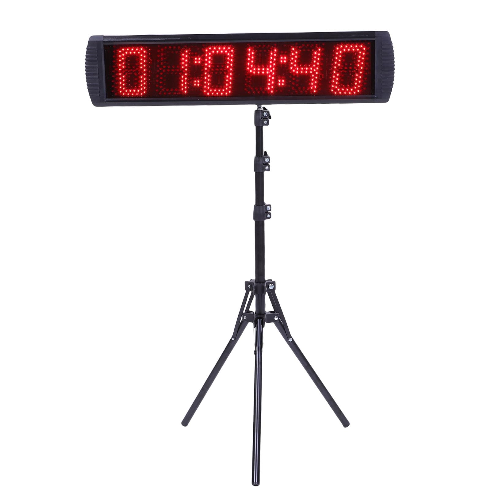 Naroote Orologio da Gara Digitale, Orologio da 12/24 Ore, Conto Alla Rovescia, Timer da Palestra con Treppiede, Telecomando, Display LED da 5 Pollici a 6 Cifre e 3 Installazione (Spina europea)