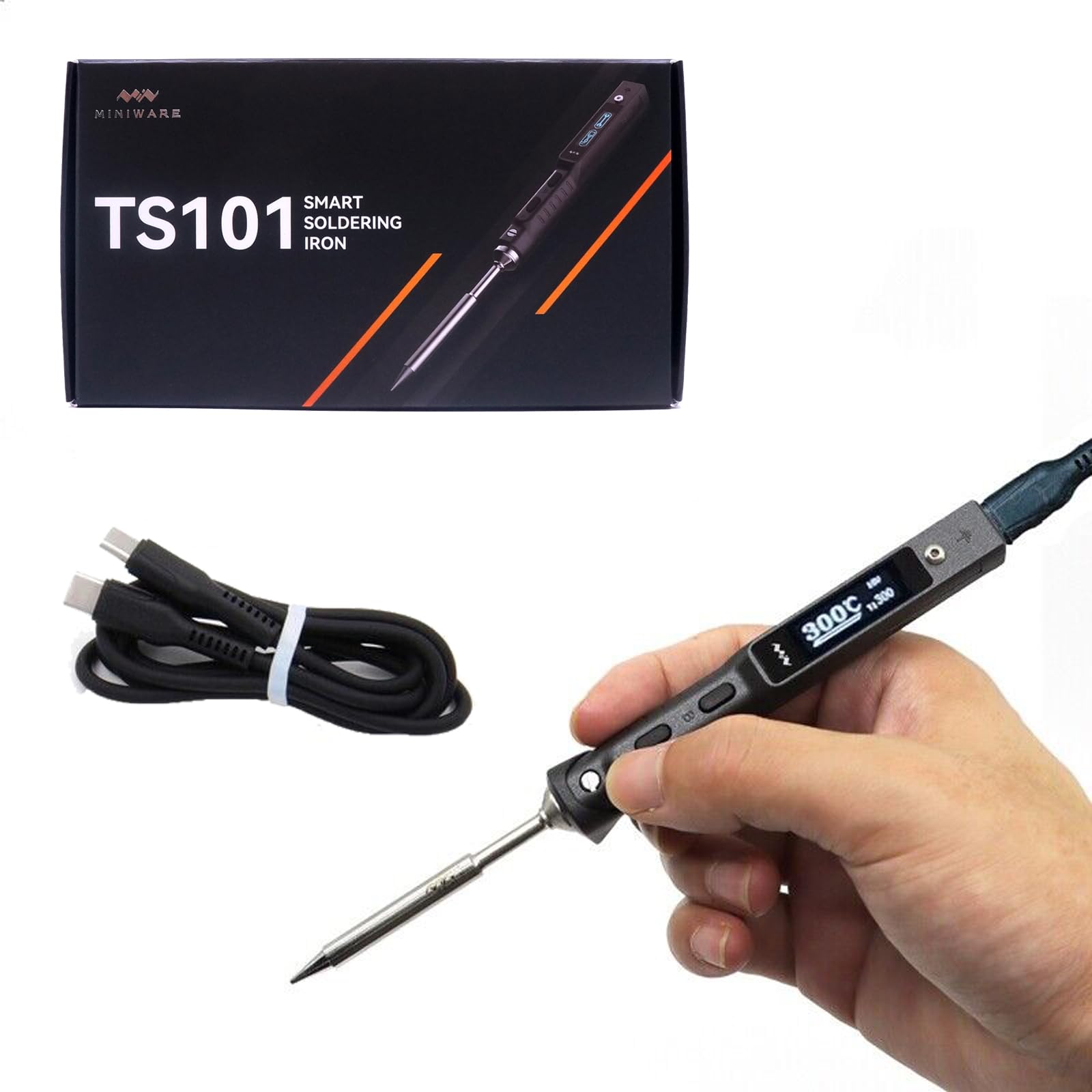 MINIWARE TS101 Soldering Iron Welding Machine I Tips Portable Digit DC5525 USB-C 65W Temperature Adjustable 50-400°C Original Digital OLED Programmable