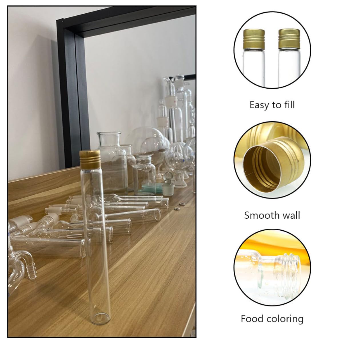 POPETPOP 20 Piezas Tubo De Muestra Recipiente Transparente Con Tapa Recipiente Con Tapa Terrarios Tubos De Ensayo De Laboratorio Vial Centrífugo Frasco Vidrio Borosilicato Con Cubierta