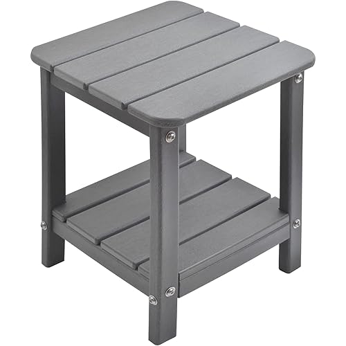 Adirondack Small Outdoor Side Table Patio End Tables for Outside Plastic Outdoor Side Table (Grey)