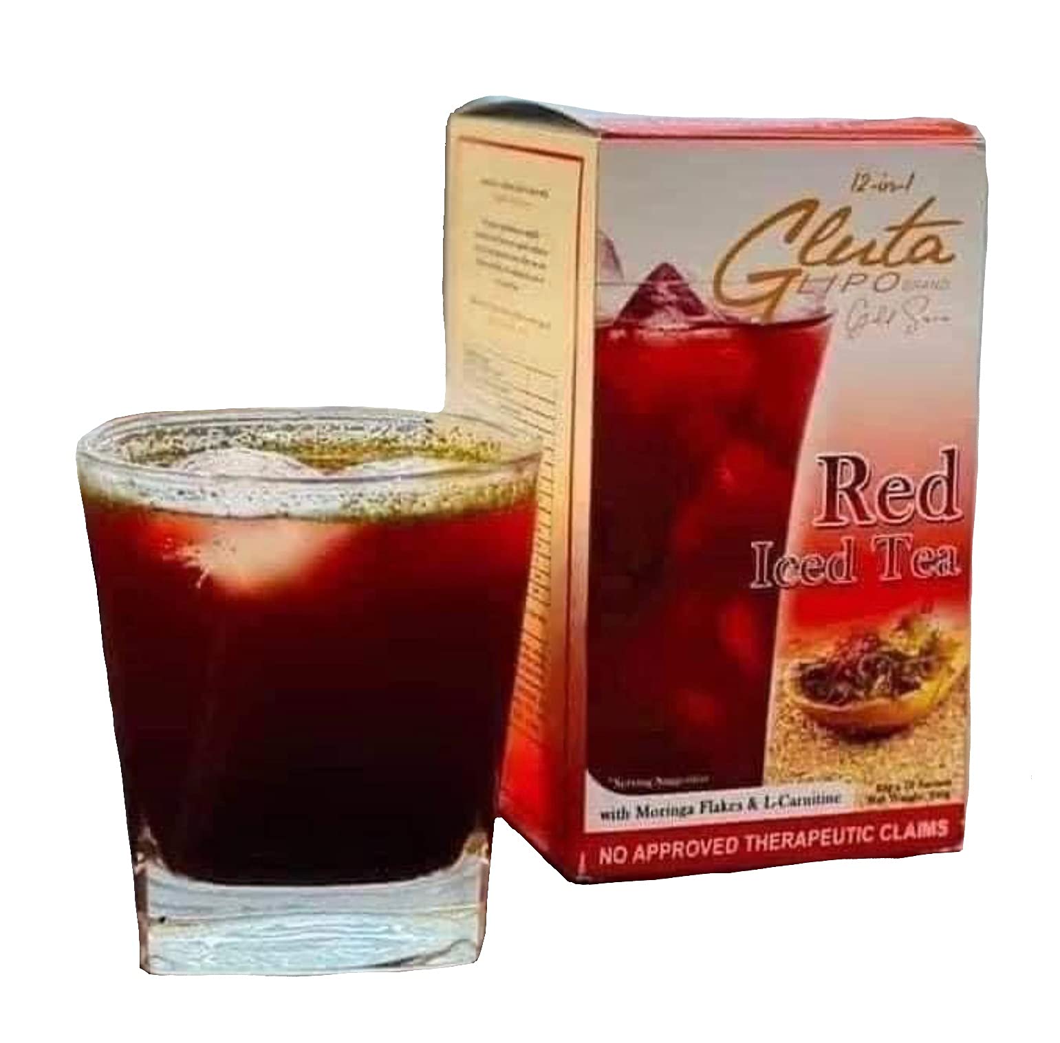 GlutaLipo 12 in 1 Gluta Lipo Gold Series Red Iced Tea - 10 Sachets, 10 Count (Pack of 1)