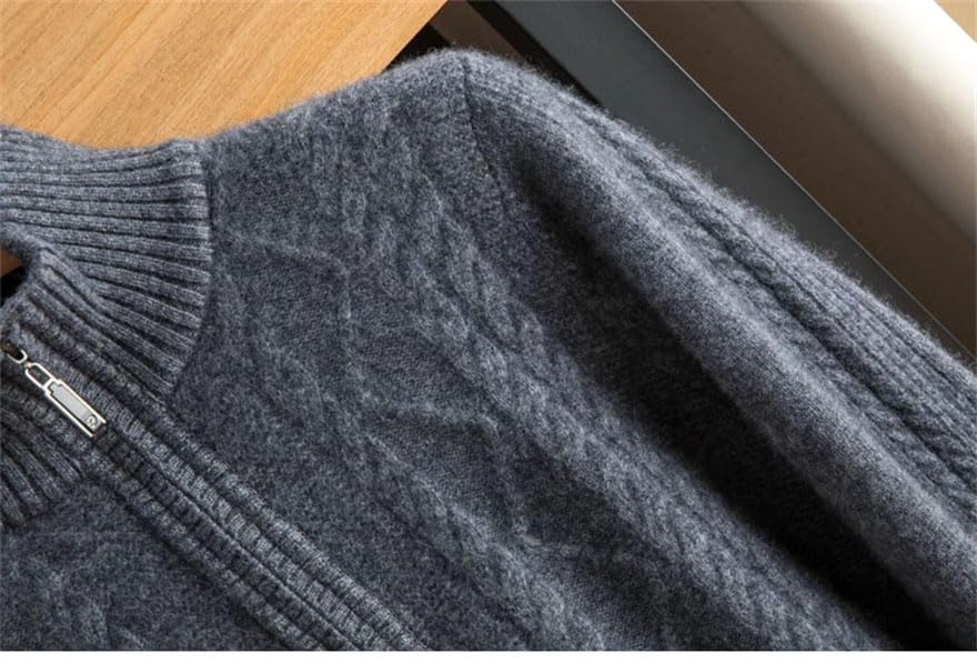 Men Business Half High Zip Neck Oversized Cashmere Sweater Fall Winter Plus Size Long Sleeve Jumper3