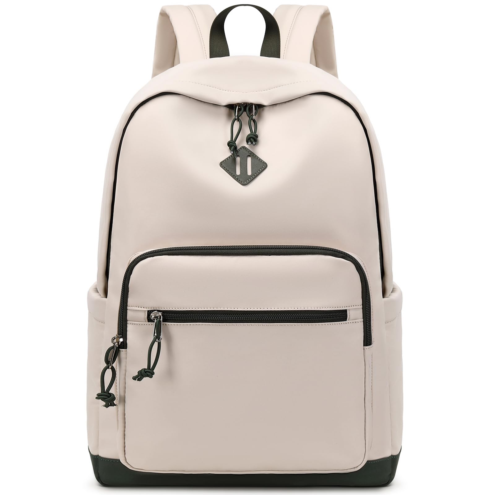 Lohol Classic Backpack for Girls Boys Teens, Lightweight Bookbag for School Travel College (Beige/Green)