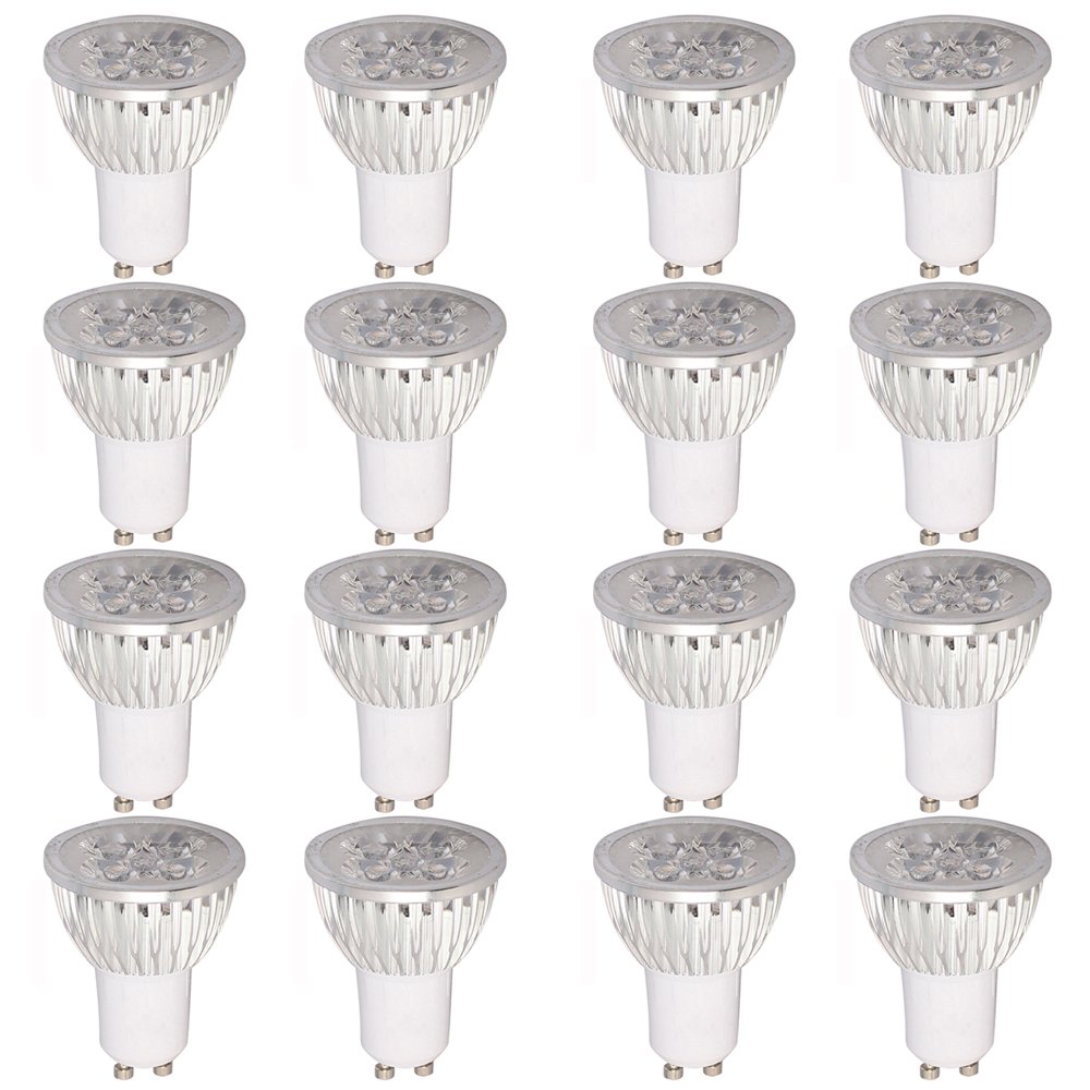 16 pièce Ampoule GU10 LED blanc chaud, 4W équivalent à 35 watts halogène, non dimmable, 300lumens, 6000K, 120 ° angle de faisceau