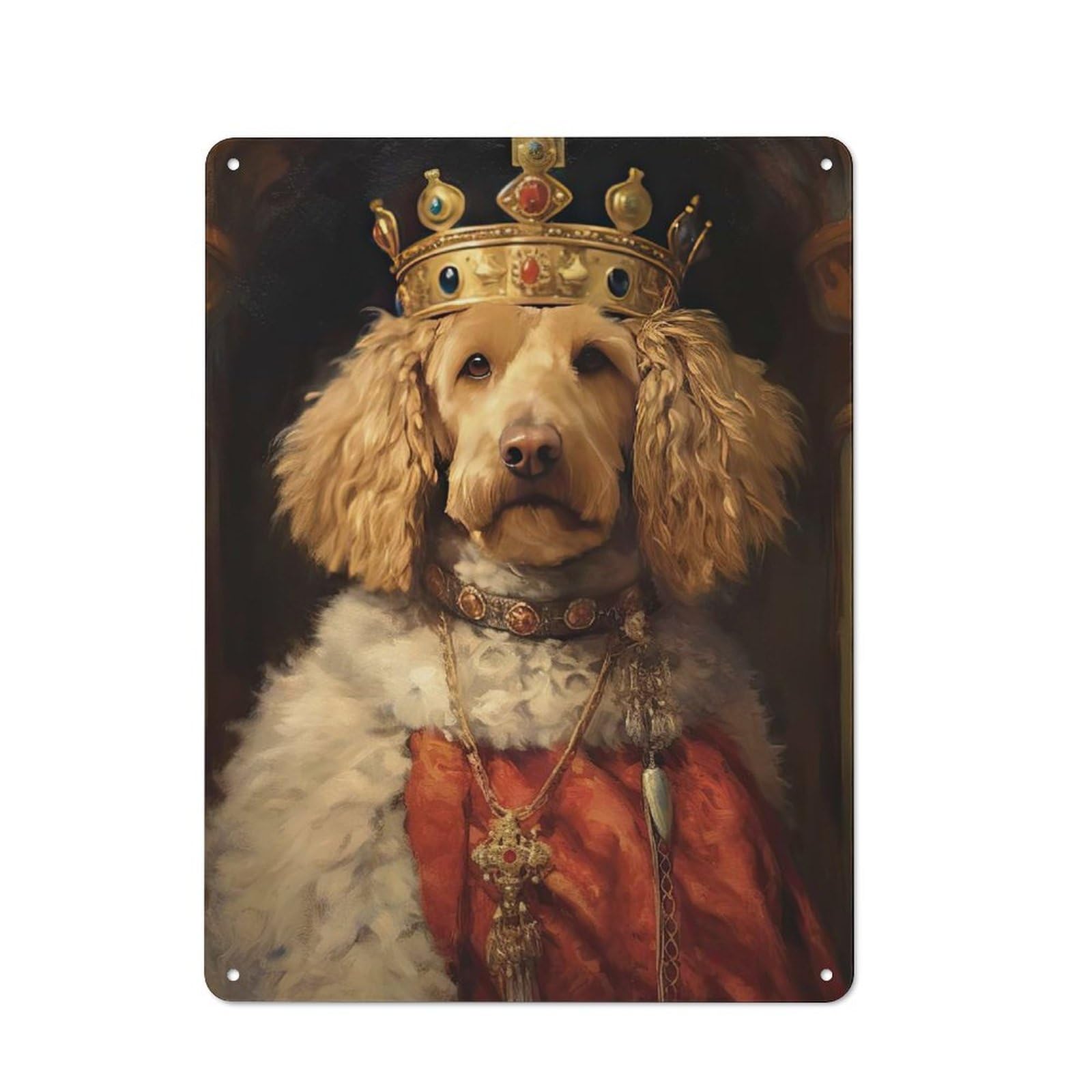 Junmoney Style-21 Goldendoodle The King Classic Metal Wall Decor 40X30cm, Metal Sign For Cafe, Pub, Workshop Or Home Bar, Small Accent For Blank Walls