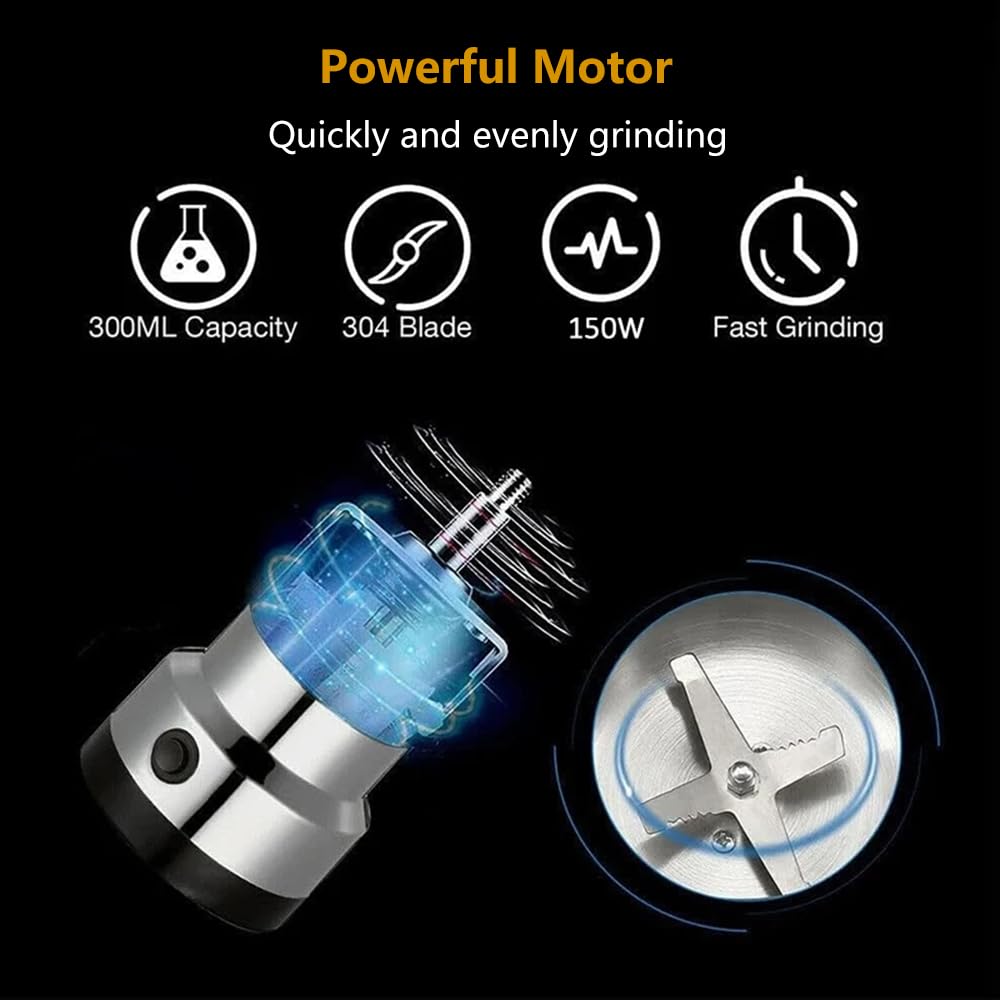 Mini Molinillo Molinillo de Café Máquina Eléctrica de Molienda de Granos Molienda Rápida con Acero Inoxidable 4 Cuchillas para Semillas Arroz Frijoles Condimentos