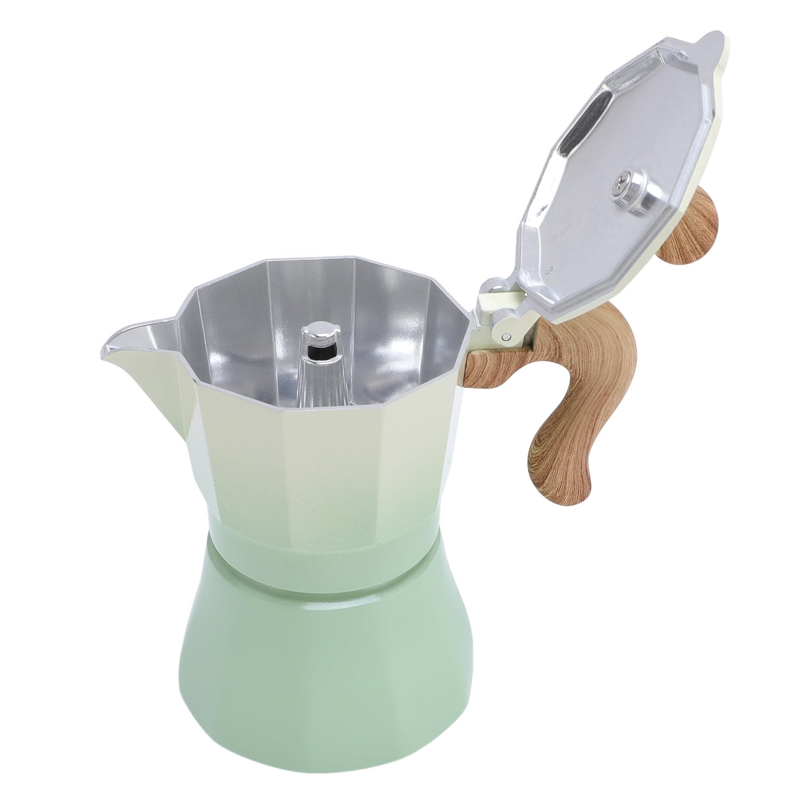 150ml Stovetop Coffee Maker, Aluminum Alloy Single Valve Coffee Machine with Excellent Heat Conductivity, for Coffee Lovers Beginners (Gradient Green)