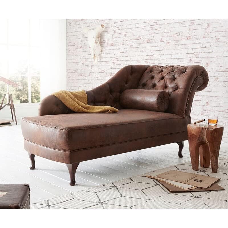 Image of Lazy Couch and Reclining Sofa /Recliner Chaise Longue /Fabric recliners /for Bedroom /Living Room /Office Reception Recliner Lounge Sofa and Armchair (Sued Brown Leatherette)