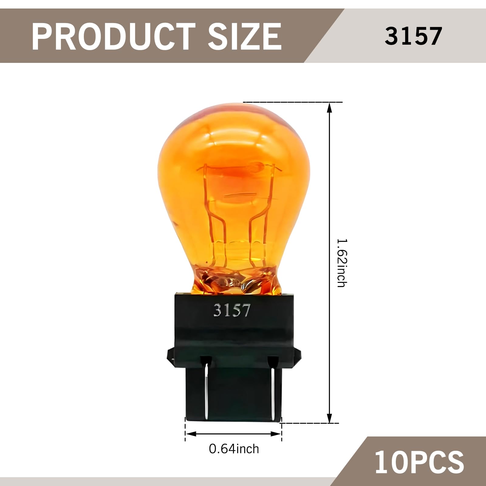 Dogary 10 PCS 3157 Bulb, Automotive Turn Signal Brake Light Bulb, 12V 21/5W Miniature Halogen Bulb, Universal Automotive Taillight and Side Light Replacement, Suitable for Car Truck SUV (Amber)