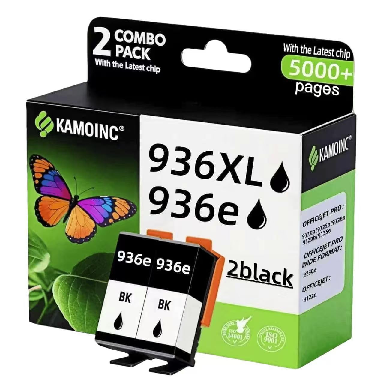KAMOINC 936e 936XL Black Ink Cartridge (with Chip) 936 936e Black Ink Cartridge Compatible with HP OfficeJet Pro 9125e 9135e 9128e 9122e 9110b 9130b