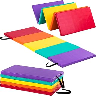 NewBounce Rainbow Tumbling Mat for Kids - Folding Gymnastics Tumble Mat 30x78x1.5 Inch Home Gym Play Mat