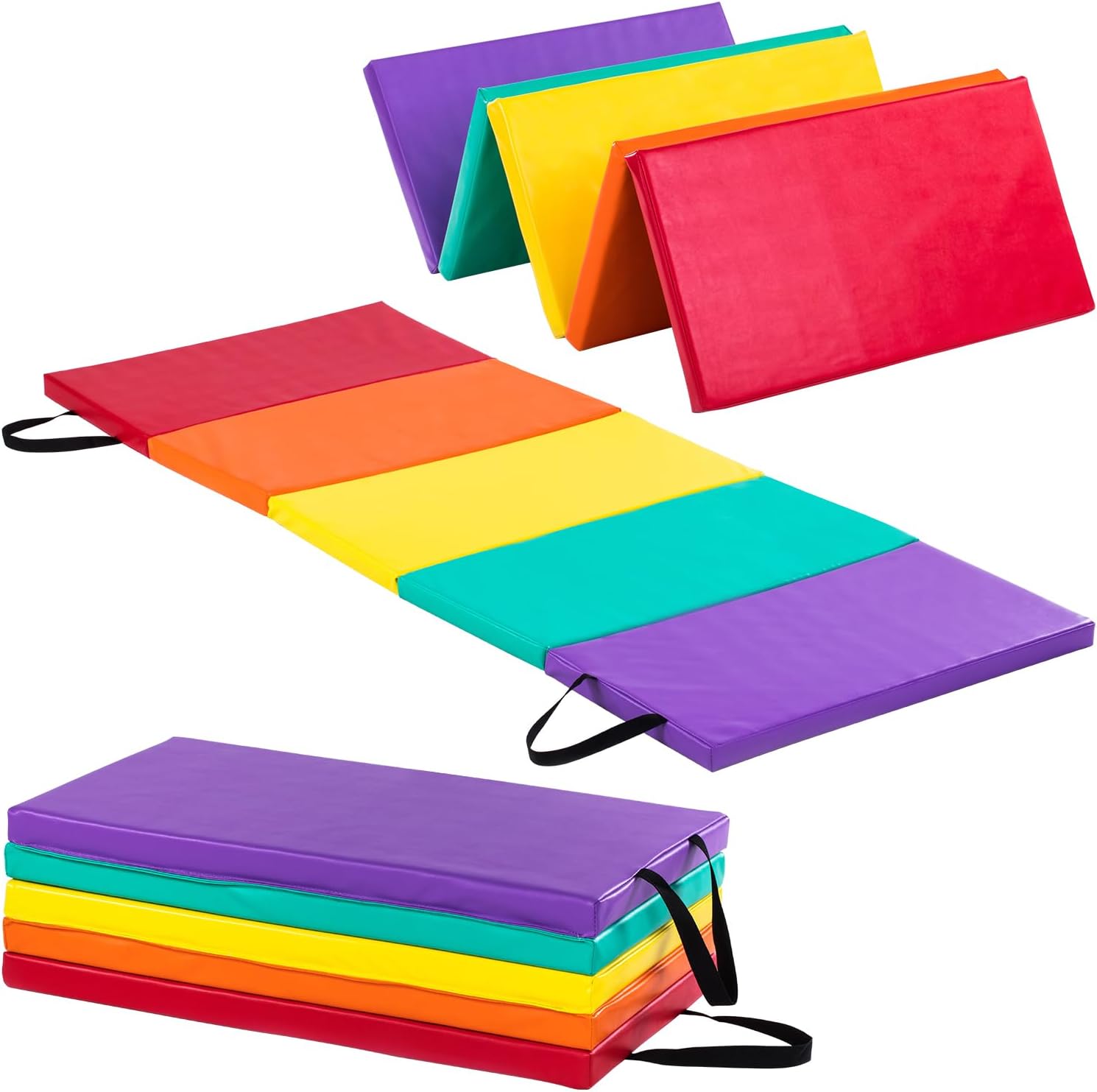 New-Bounce Tumbling Mat for Kids - Gymnastics Mat - Folding Exercise Tumble Mat for Home Gyms