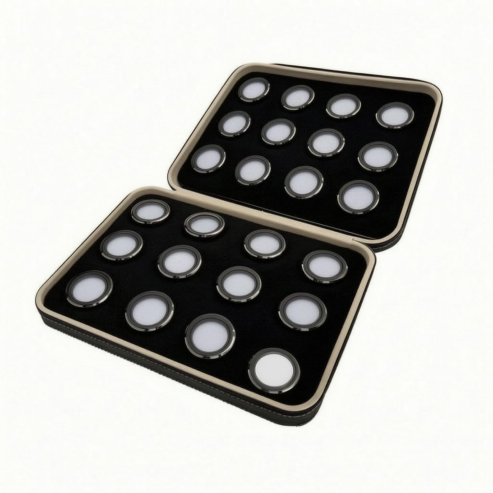 24 Piezas Caja Compartimentos, Negro, Redondo