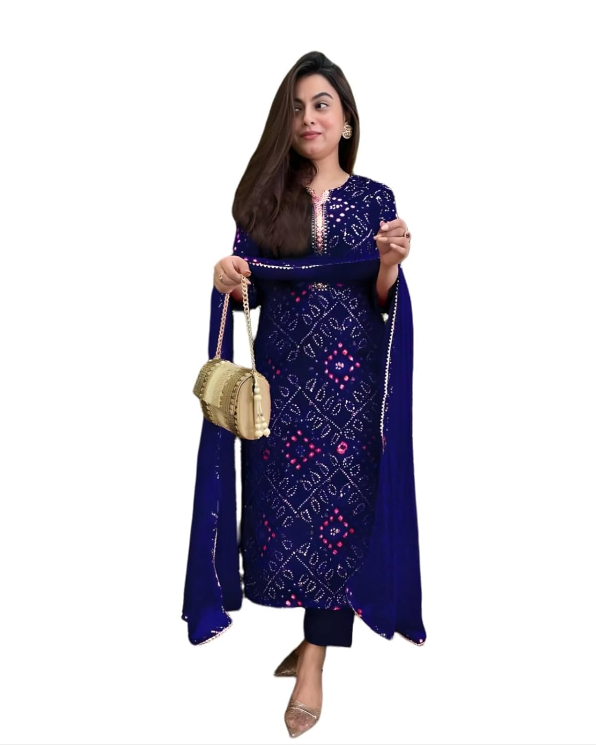 Women's Bandhani Cotton Kurti with Dupatta Traditional Ethnic Print-picture-46
