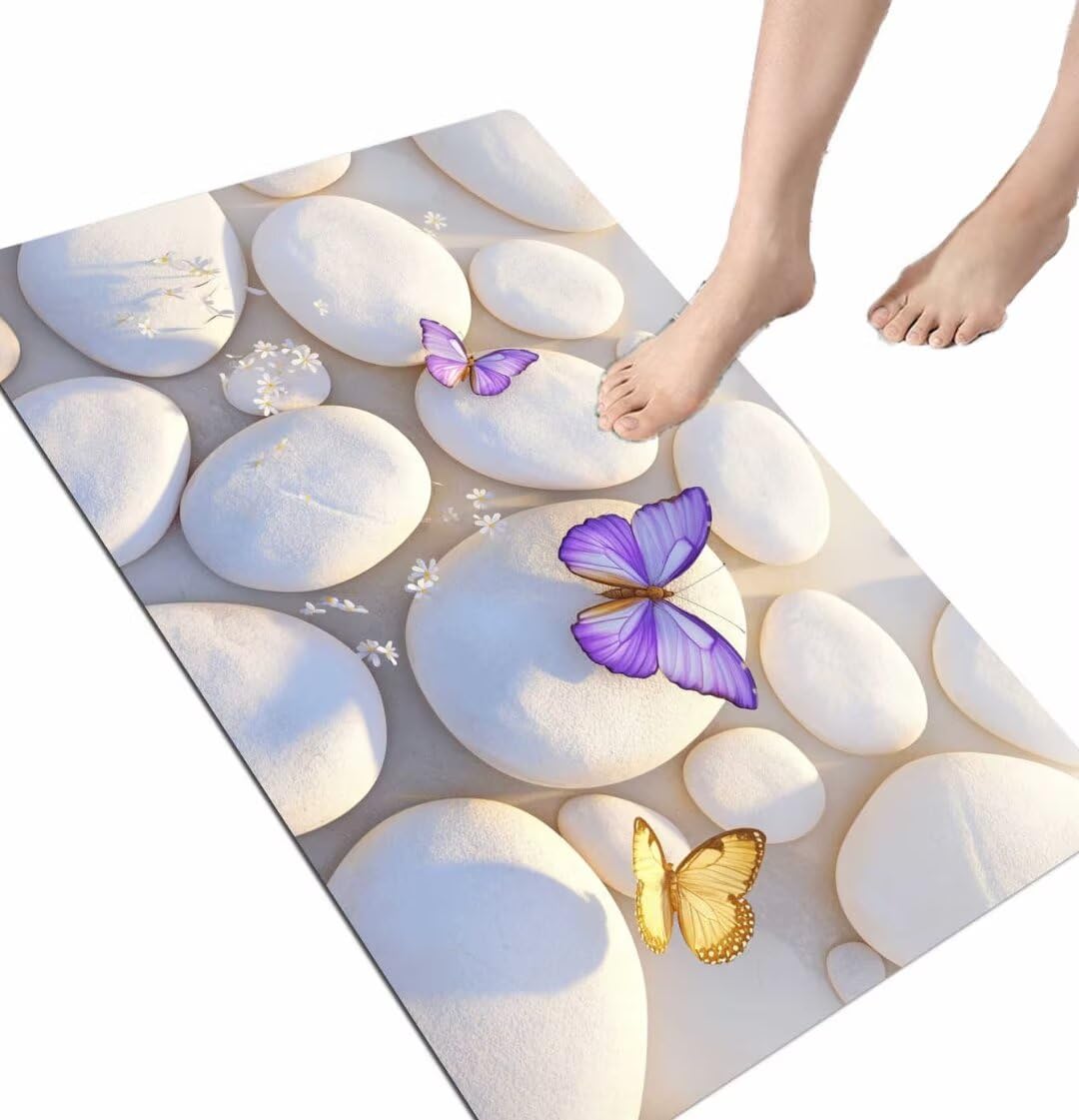 Tapis de bain en pierre violet 160 x 231 cm idéal pour aménager votre espace douche extérieure