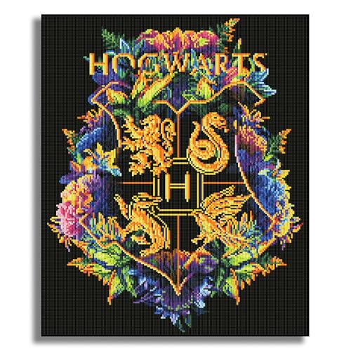CRAFTHUB Harry Potter Diamond Art Hogwarts Crest Fine Oddities 5D Diamond Painting Kit & Tools with Big Trays & Light Pens Officially Licensed Merchandise 19.7 x 23.6