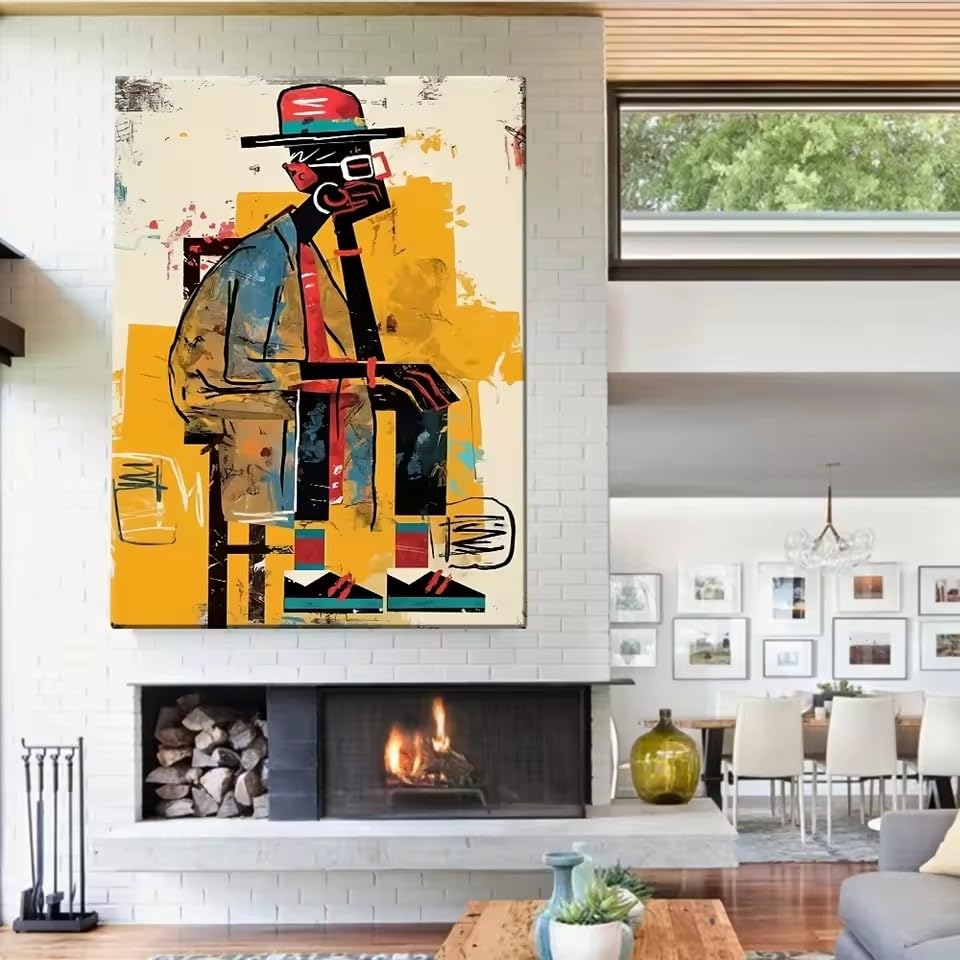 Homme graffiti sur toile art abstrait moderne pour déco loft urbain