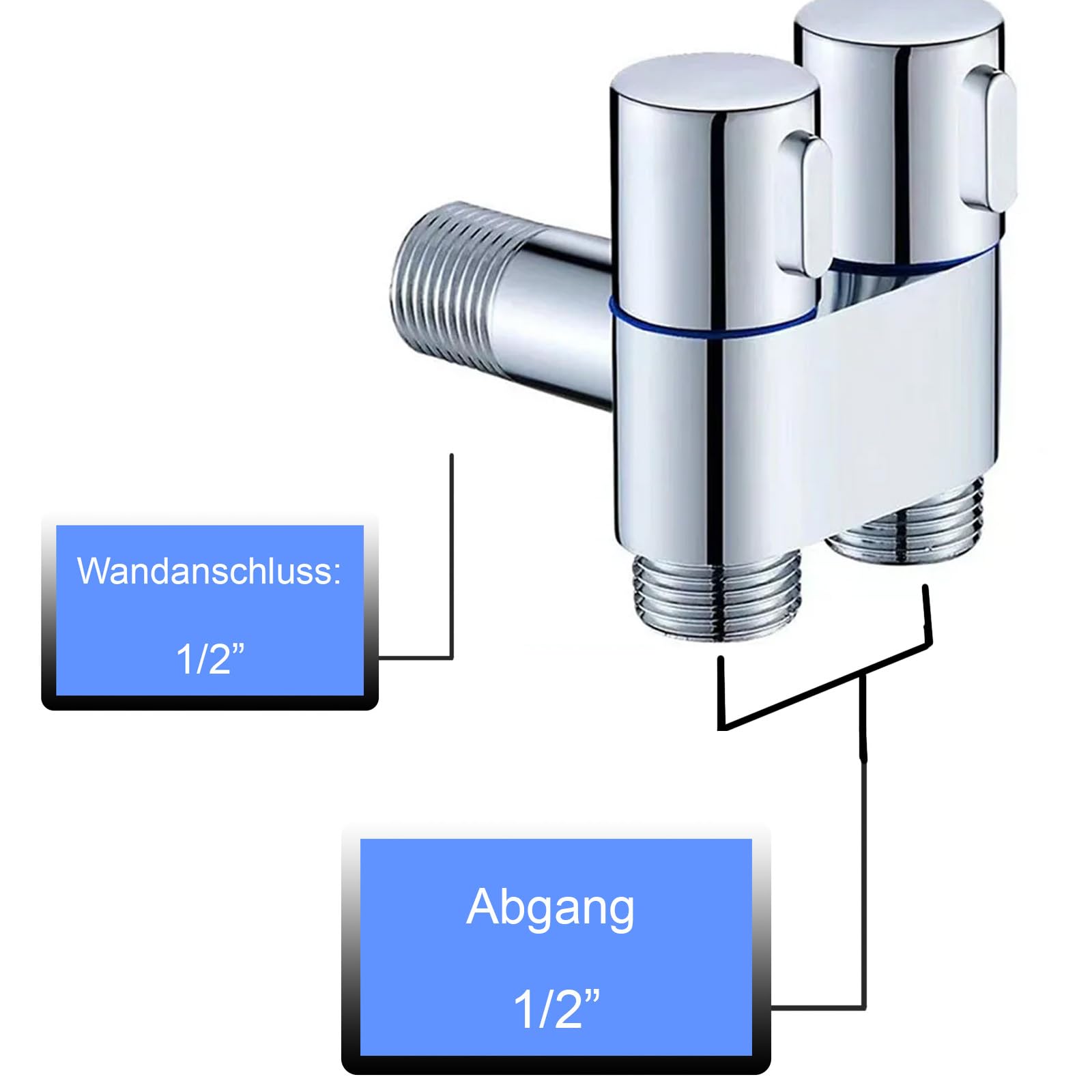 Vanne équerre double en laiton pour lavabo - Valve de régulation de 1,27 cm - Raccordement à l'eau