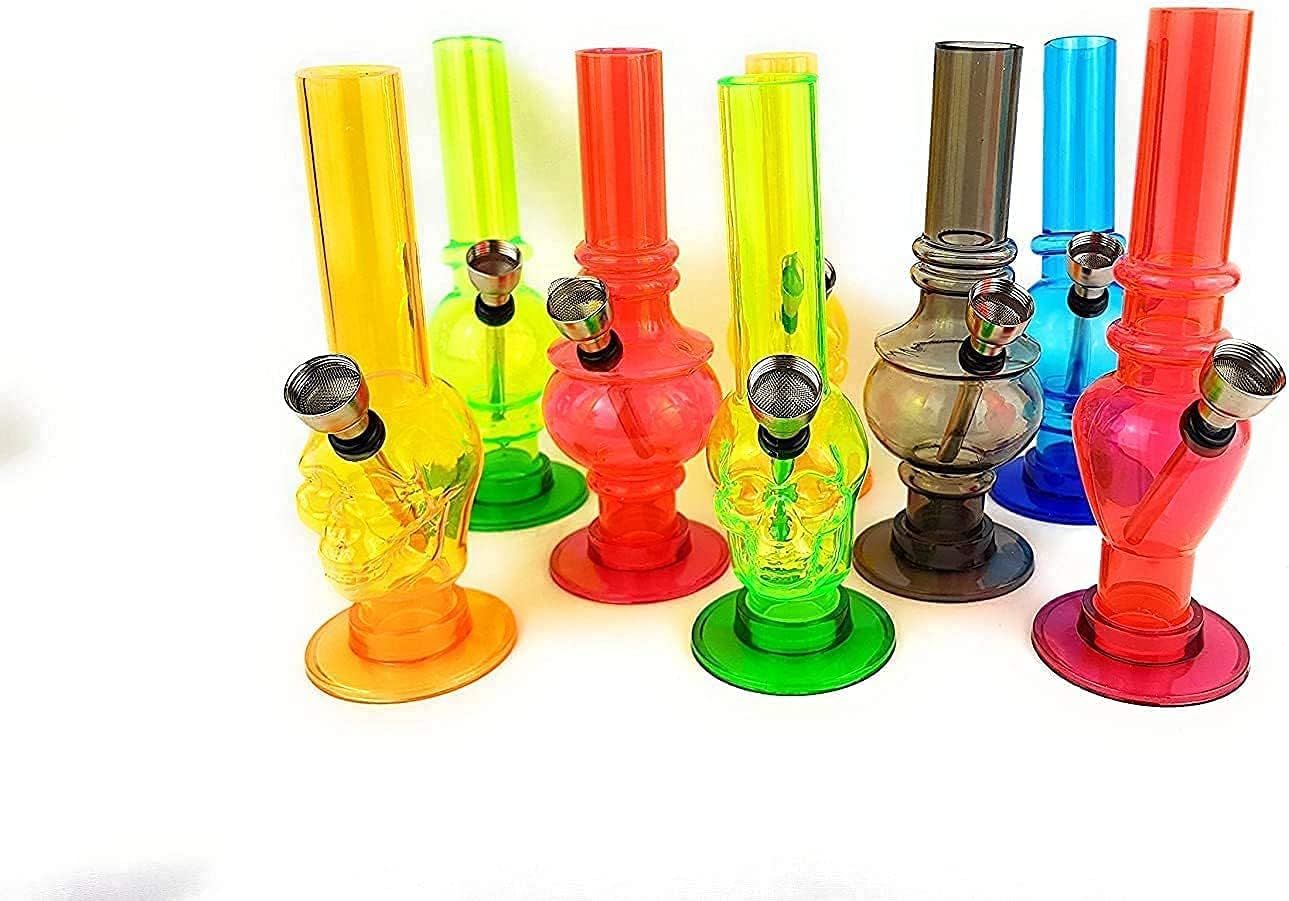 Copper Top - 1 Pcs Acrylic Mini Water Bong 6 Inch 15.3 cm Rasta/Clear Smoking Pipe Hookah Plastic Assorted Multi Color Style Dismantleable Detachable & Easy to Clean - Image 5