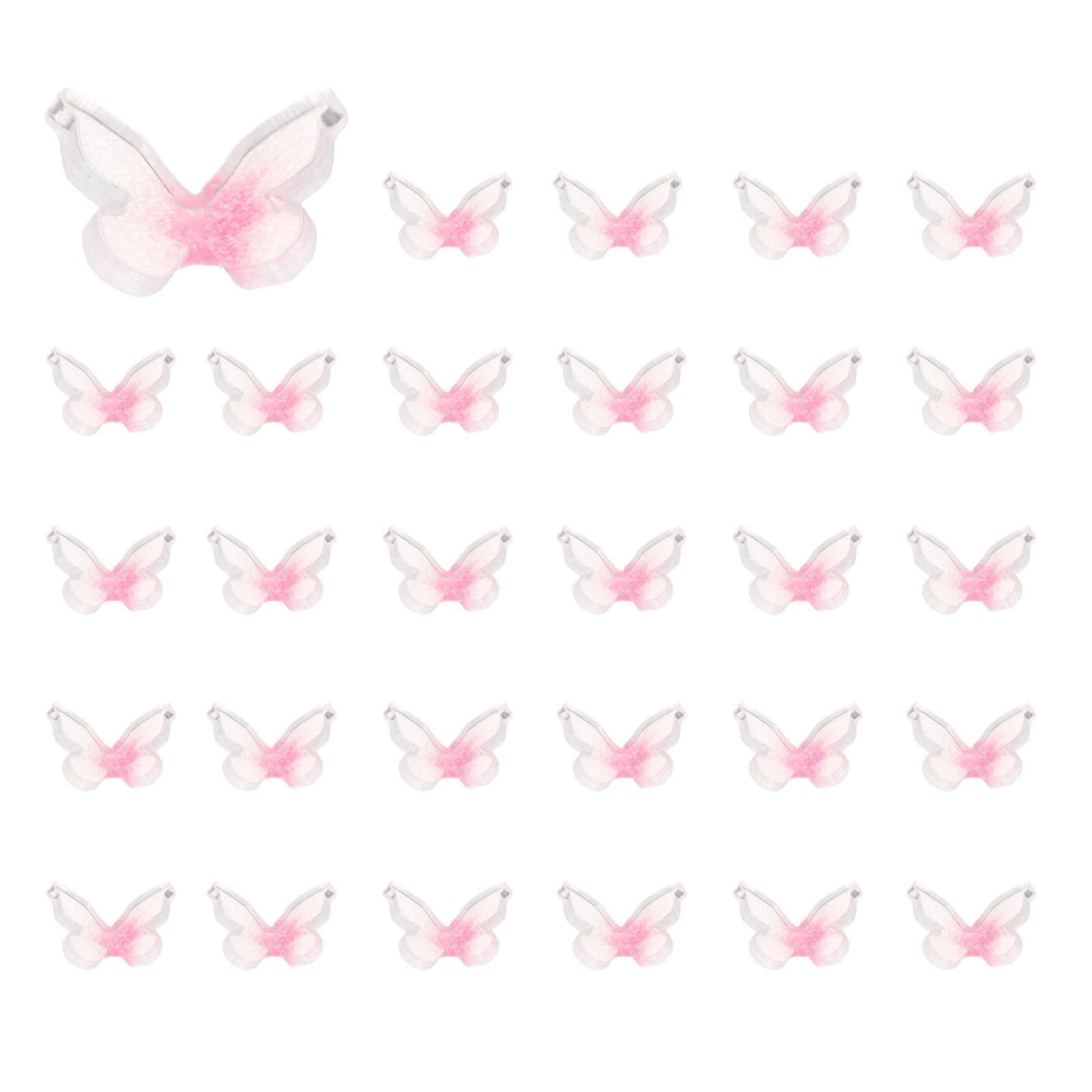 CoCud Mini Resin Butterflies, 8mm Length, Resin Miniature Dollhouse Accessories Red & White