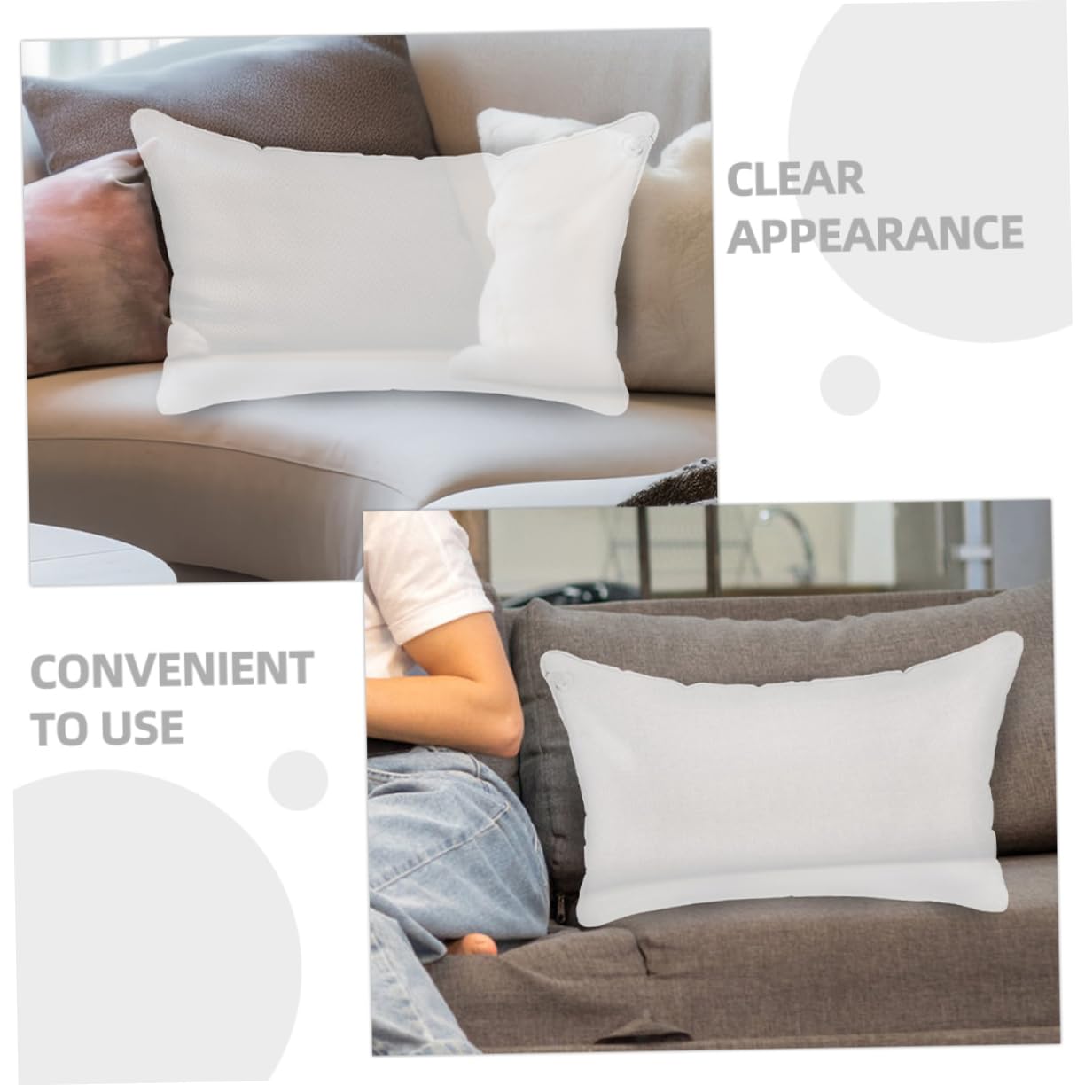 UKCOCO 3pièces Oreiller Gonflable Transparent Portable Coussin pour Camping Et Voyage Support Confortable pour Détente Extérieur