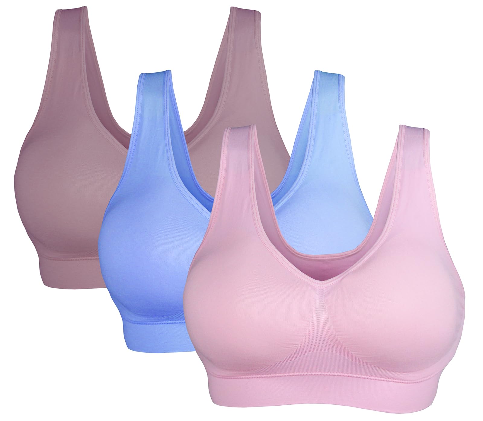 Cabales Women's Seamless Bras for Yoga Fitness Running Workout Low Impact Sports Bras with Removable Pads