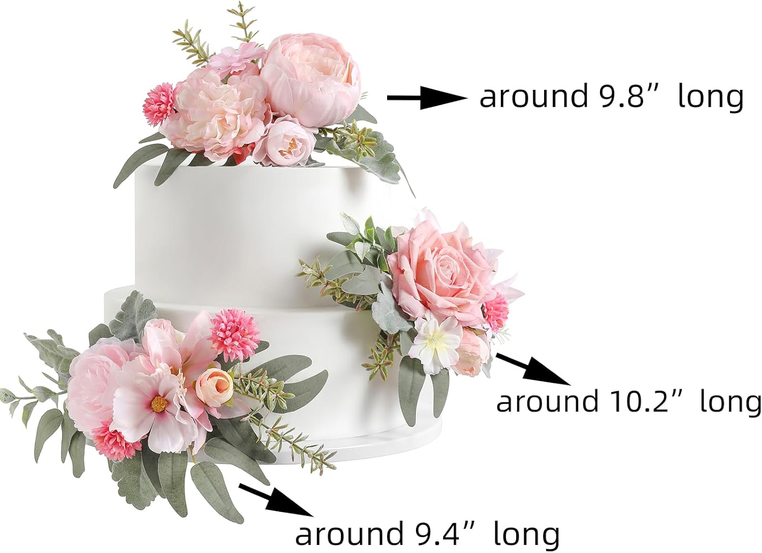 Serra Flora 3Pcs Pre-made Silk Flowers Cake Topper Wedding Artificial Flowers Decor Blusher Pink Flowers Cake Decorations for Girl Sweet Weddings Boho Party Supplies.